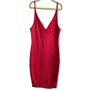 Kookai‎ Bodycon Mini Dress Reddish Pink Spaghetti Strap V Neck Sleeveless